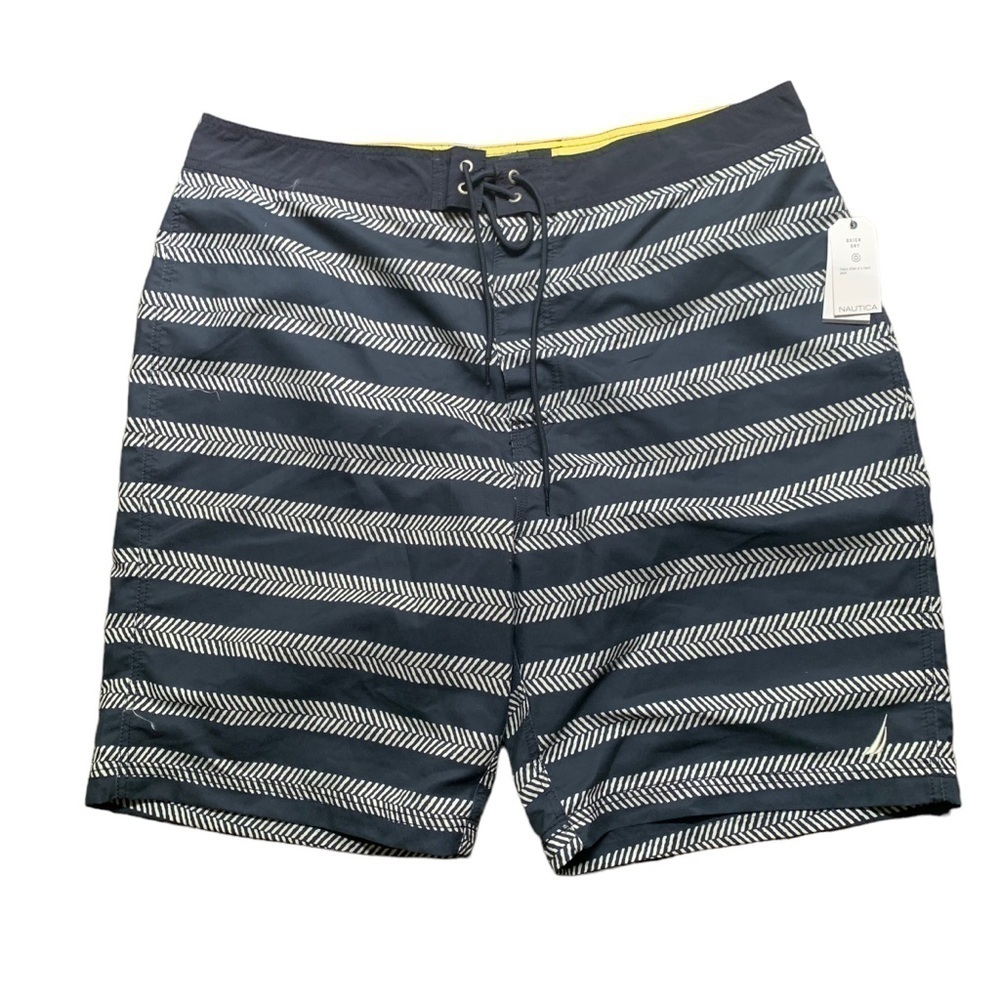 Nautica NWT Mens Quick Dry Navy Pattern Nautical Board Shorts Sz 40